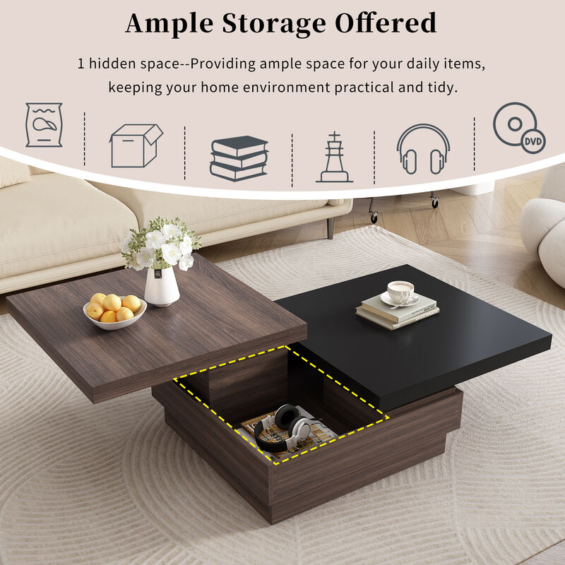 Merax Rotatable Top Square Coffee Table