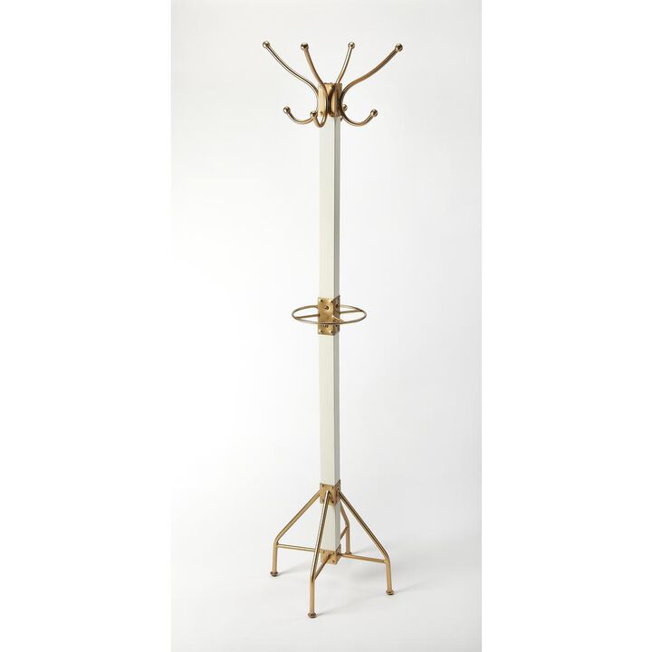 Elegant Rustic White and Gold Coat Rack, Belen Kox