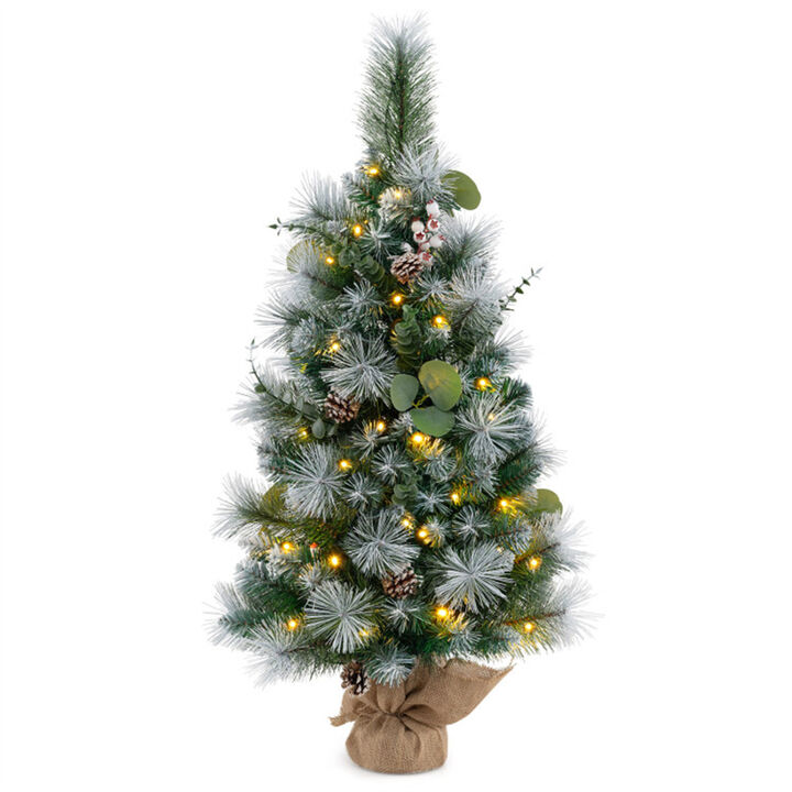 Pre-Lit Artificial Mini Christmas Tree Festive Tabletop Holiday Decoration