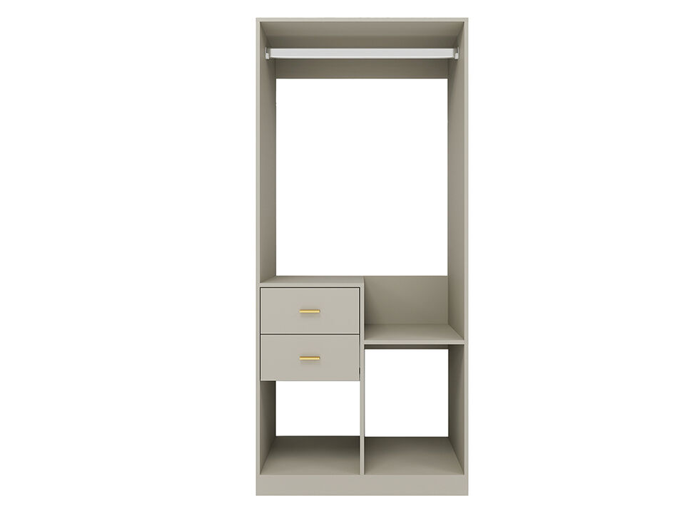 Armoire Wardrobe Closet with 2 Doors with Clothing Rod Inside Cabinet and 2 Drawers for Storage, White,31.5”W x 20.4”D x 74.2”H