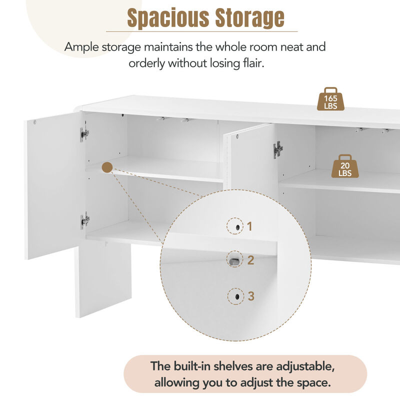 Minimalist Style 60 L Large Storage Space Sideboard With 4 Doors And Rebound Device