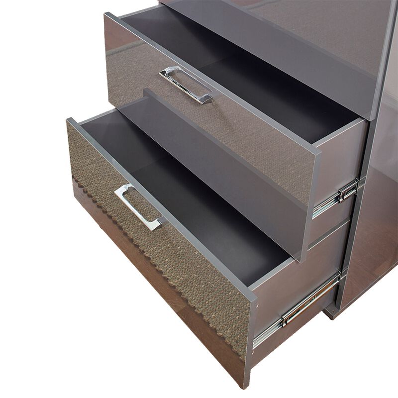 Eli  48 Inch Tall Dresser Chest, 4 Big Storage Drawers, Glossy Gray Finish