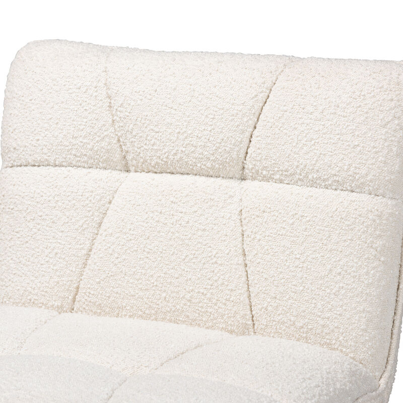Baxton Studio Darielle Cream Boucle Fabric and Walnut Brown Finished Rubberwood Accent Chair