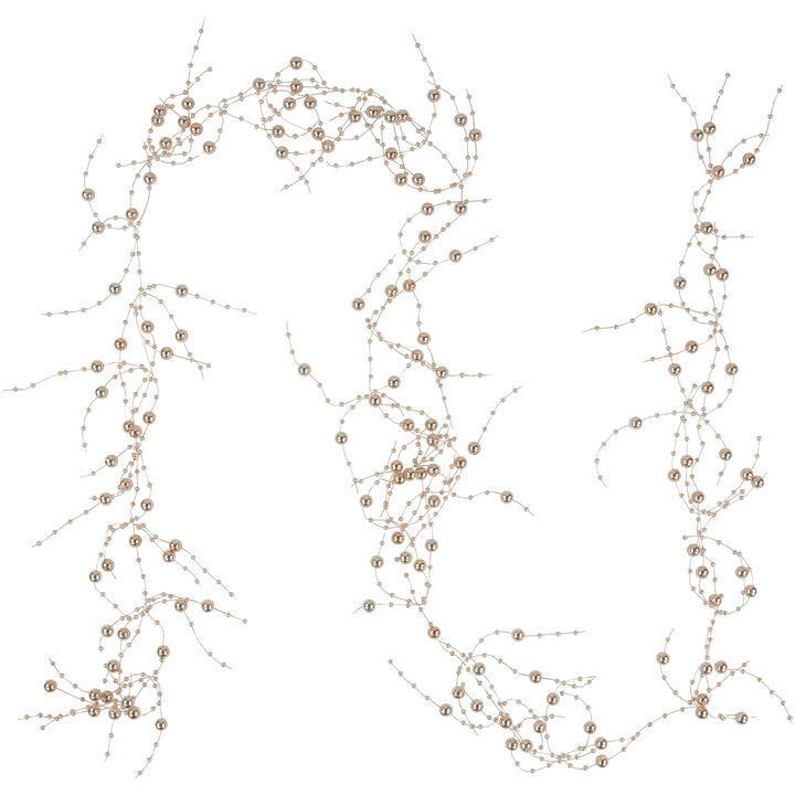 5' x 2" Metallic Rose Gold Beaded Christmas Garland- Unlit