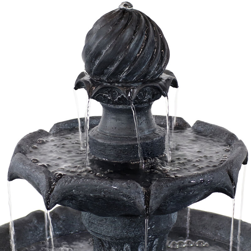 Sunnydaze Arcade Resin Outdoor 2-Tier Solar Fountain with Battery