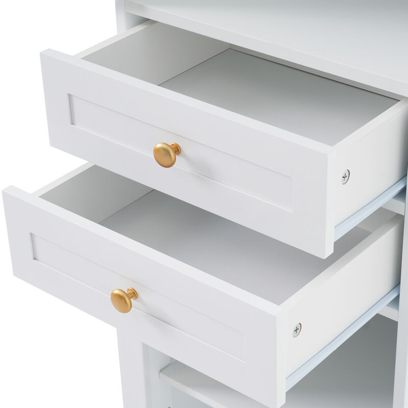 Merax Tall Bathroom Storage Cabinet with Glass Doors