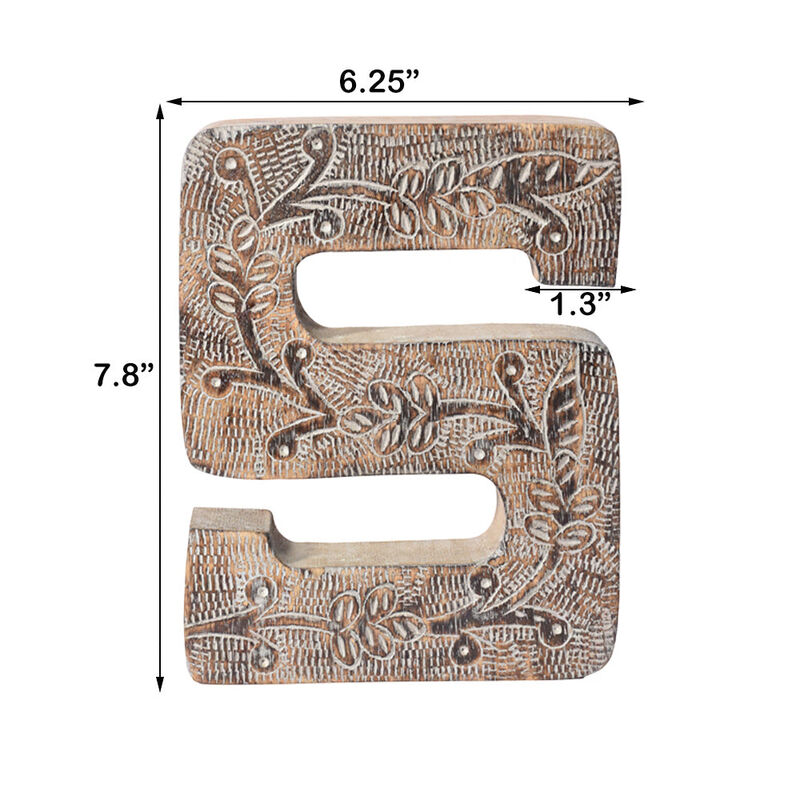 Vintage Gray Handmade Eco-Friendly "S" Alphabet Letter Block For Wall Mount & Table Top D�cor