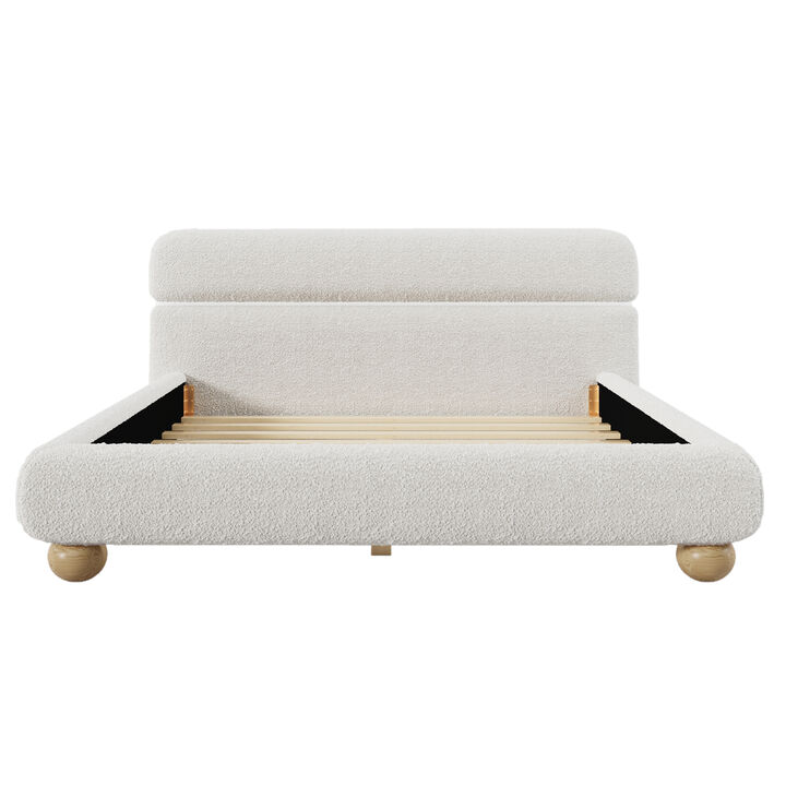 Merax Contemporary Boucle Upholstered Platform Bed