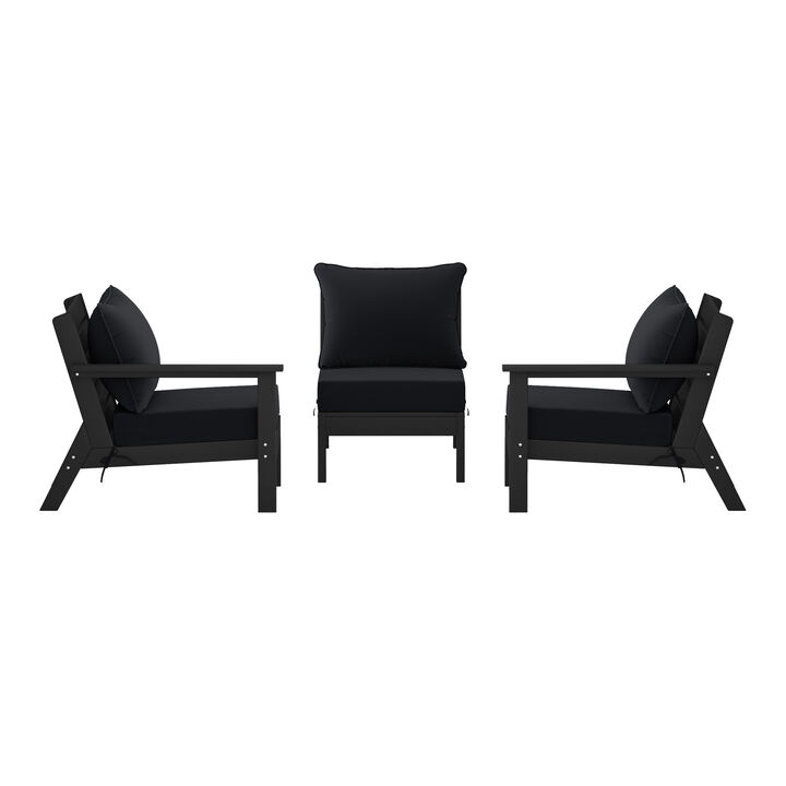 WestinTrends Outdoor Patio HDPE Sectional Sofa with Patio Cushions