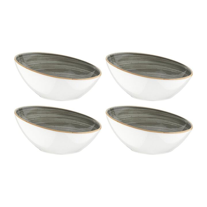 Space dia.6.5" h:3" 12 oz. Round Grey Porcelain Bowl (Set of 4)
