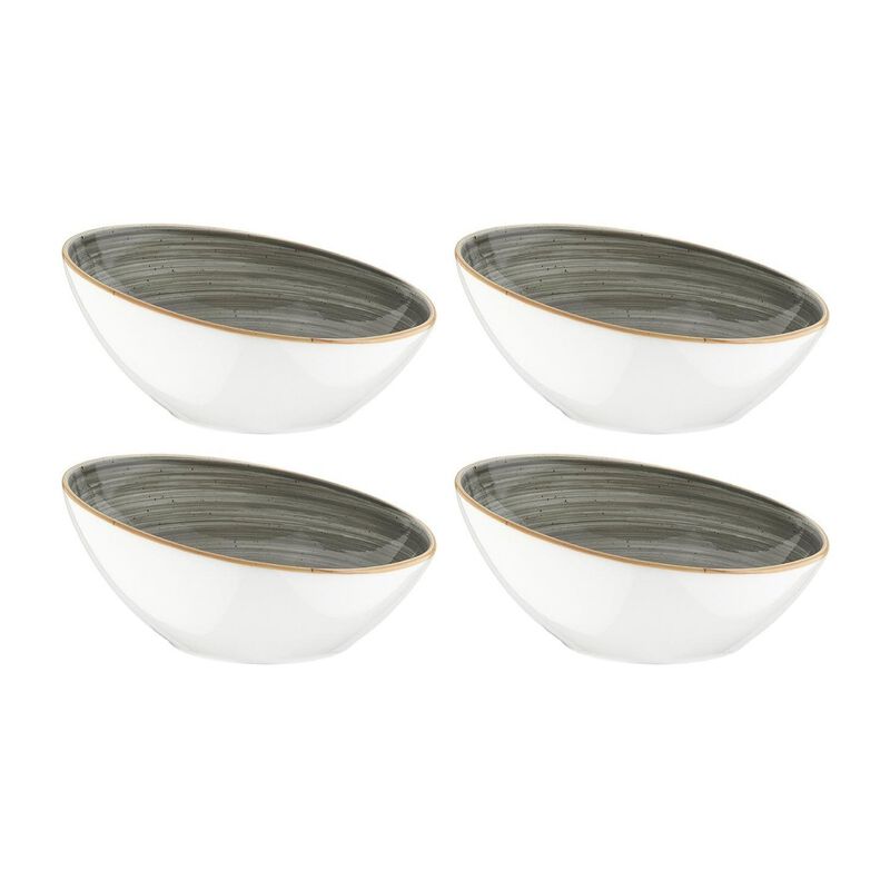 Space dia.6.5" h:3" 12 oz. Round Grey Porcelain Bowl (Set of 4)