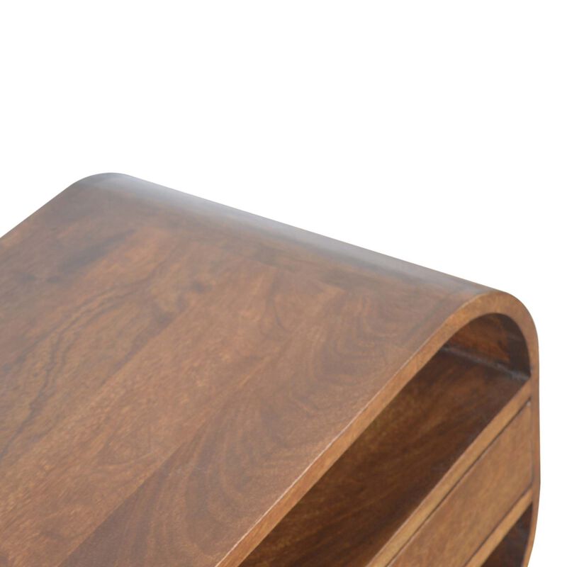 Solid Wood Chestnut Curved Edge Media Unit with 2 Drawers