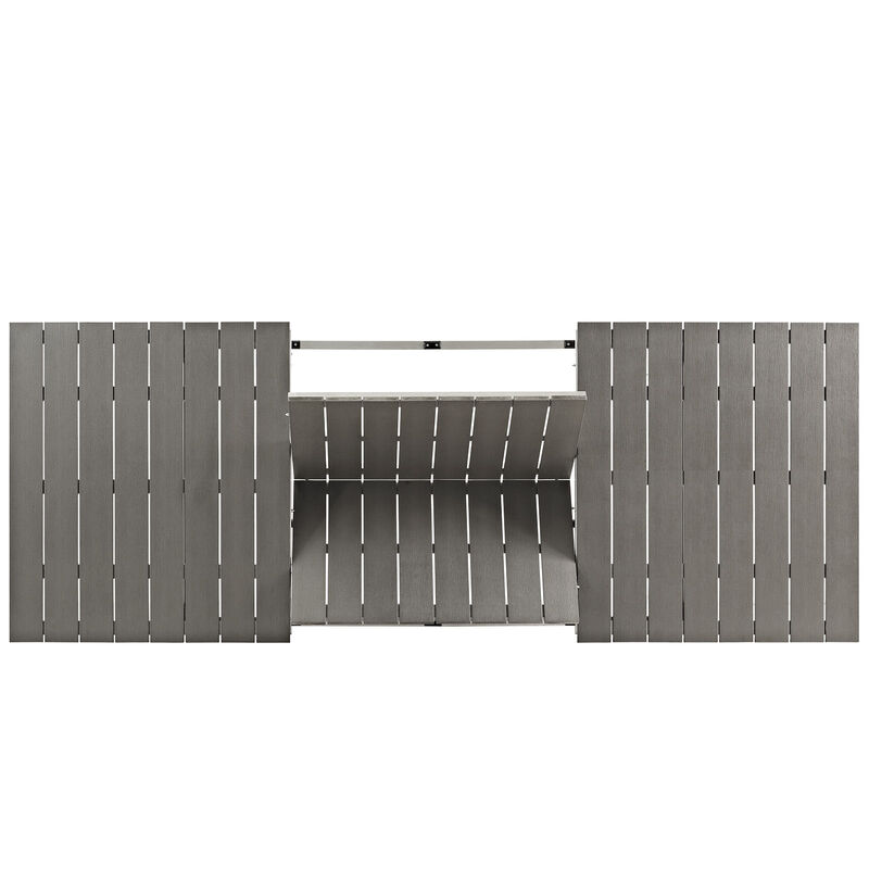 Modway Shore Aluminum Outdoor Patio 62" to 94" Extendable Dining Table in Silver Gray