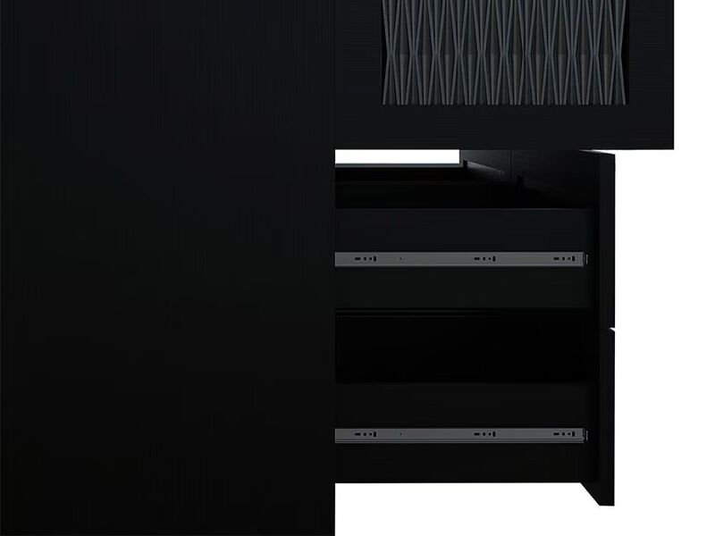 Wooden Armoire Wardrobe Closet Black 3 Doors, Hanging Rods, Mirror, 4 Drawers, Large Capacity Storage Cabinet Wardrobe Closet for Bedroom Armoire