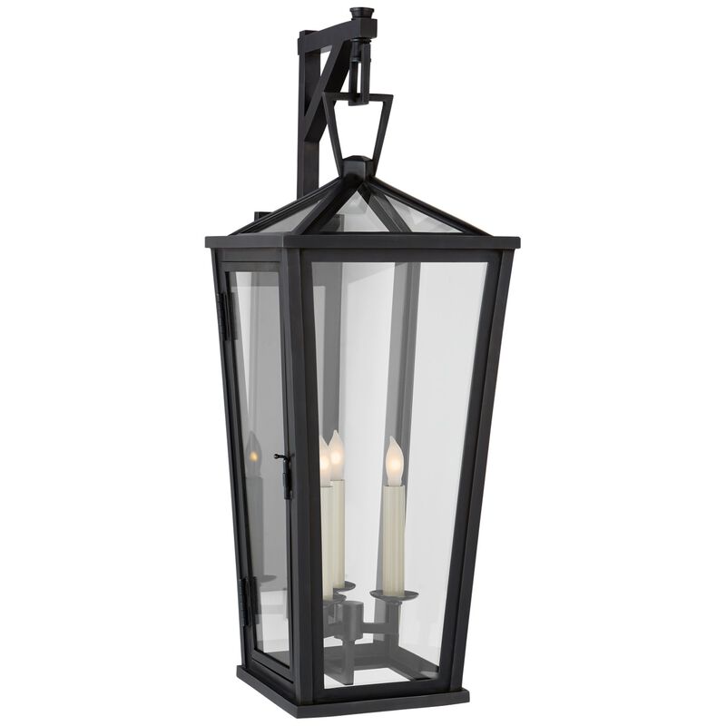 Darlana Medium Tall Bracketed Wall Lantern in Bronze with Clear Glass