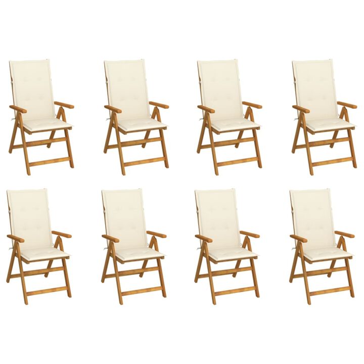 vidaXL Folding Patio Chairs with Cushions 8 pcs Solid Acacia Wood