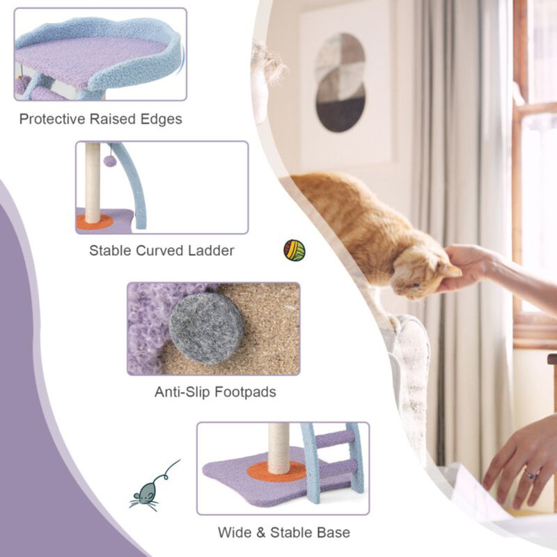 2-Storey Cat Tree Multi-Level Tower with Scratching Posts and Cozy Resting Spots for Cats