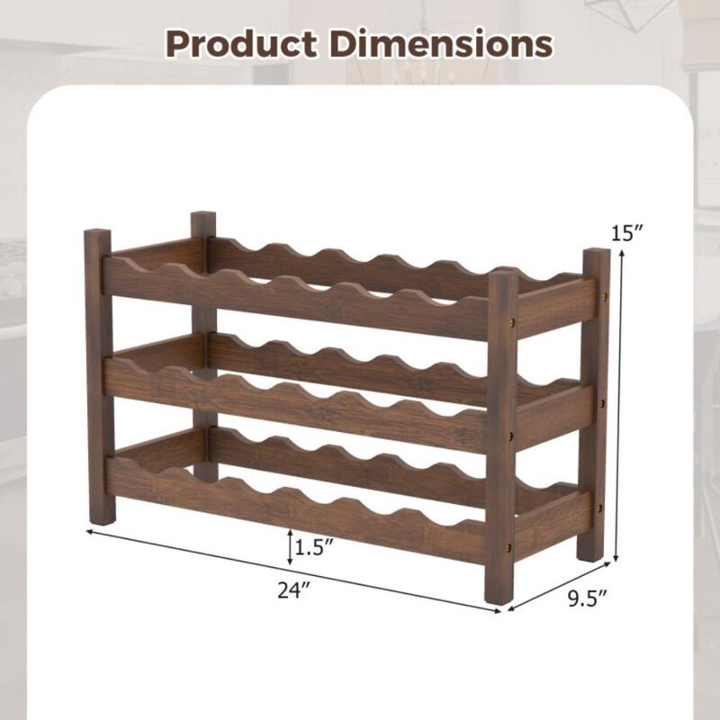 3-Tier Wicker Freestanding Countertop Wine Bottle Organizer