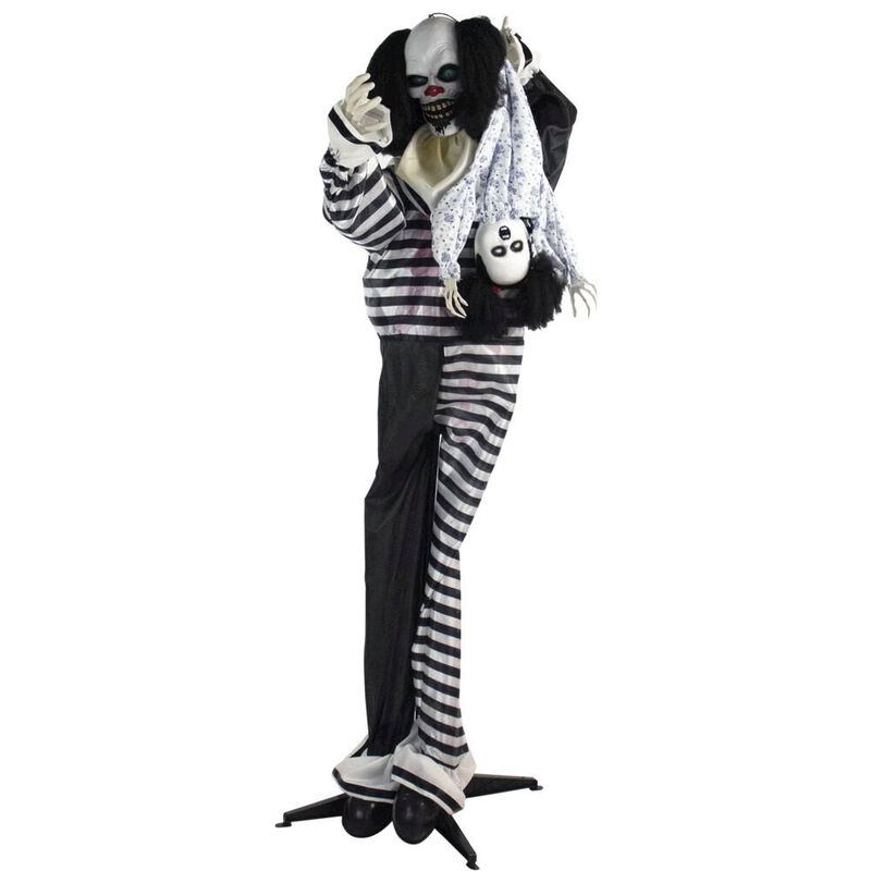 Haunted Hill Farm 64 Standing Clown holding Girl, Animation, Lights, Sound