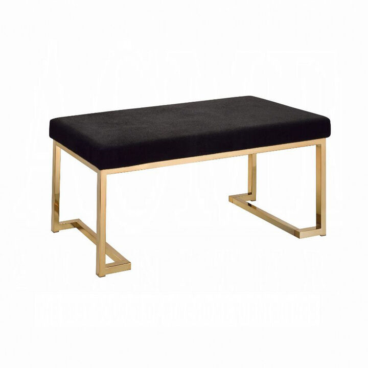 Fabric Bench in Black and Champagne Finish