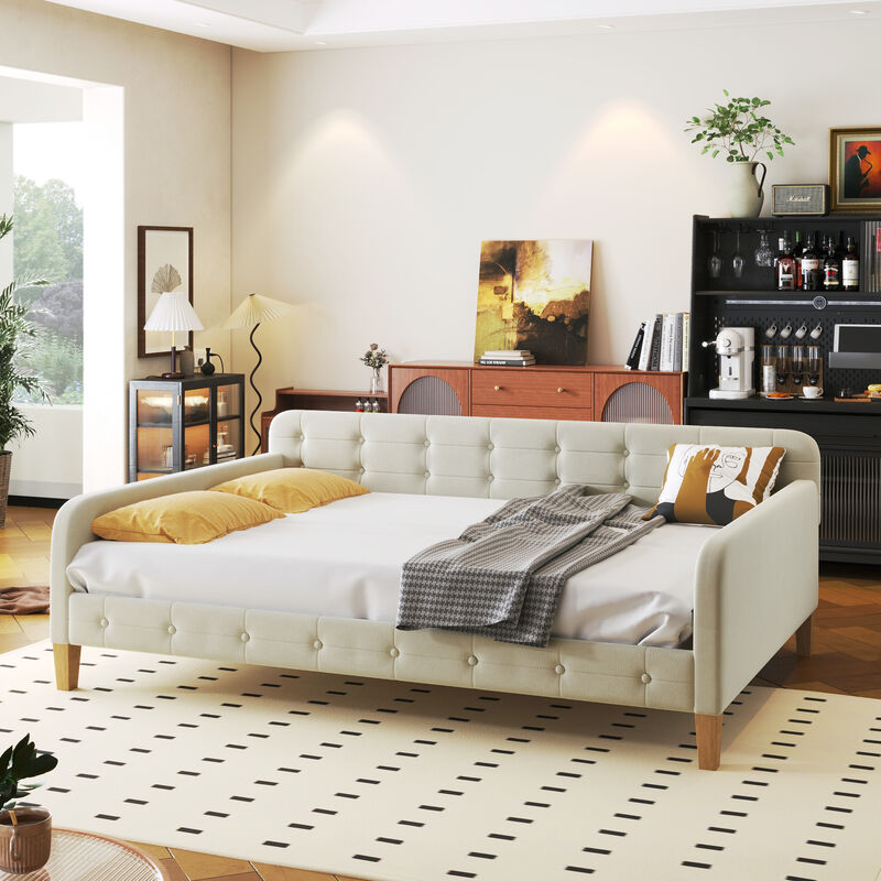 Merax Modern Upholstered Daybed with 4 Support Legs