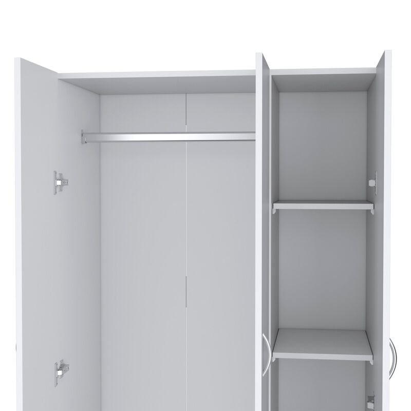 Westbury Wardrobe Armoire with 3-Doors and 2-Inner Drawers, Black -Bedroom