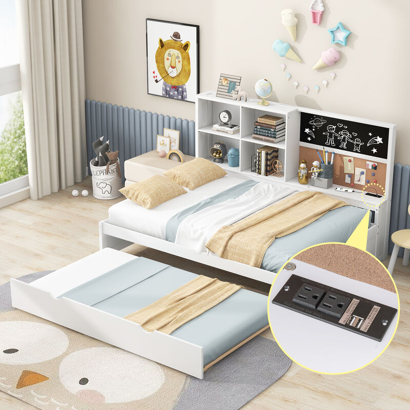 Merax Daybed with Storage Shelves and Blackboard