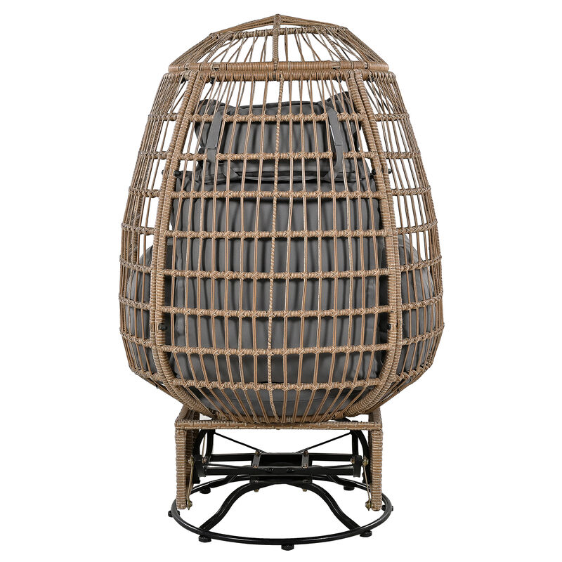 Merax Egg-shape Outdoor Swivel Chair with Cushions