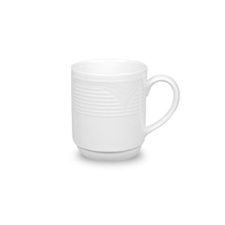Porcelain Saturn dia.3" h:3.5" 10 oz. Round White Porcelain Mug (Set of 4)