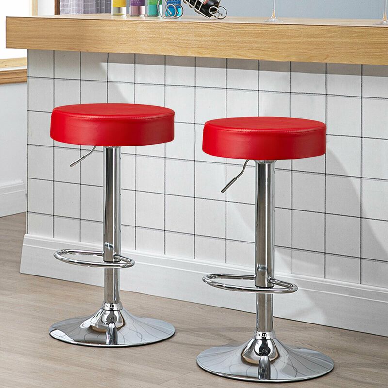 Set of 2 Adjustable Swivel Round Bar Stool  Pub Chairs