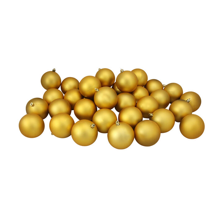 32ct Shatterproof Matte Vegas Gold Christmas Ball Ornaments 3.25" (80mm)