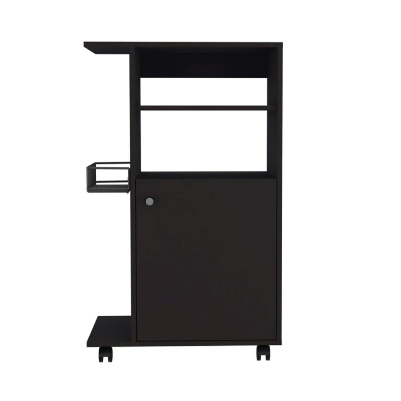Clip Kitchen Cart, Single Door Cabinet, Four Casters - Black