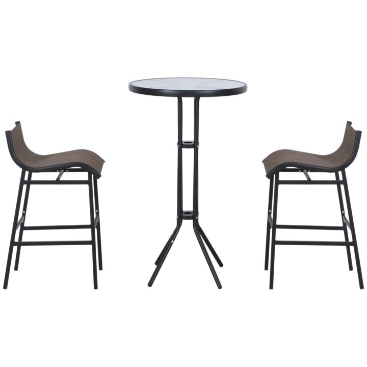 3pc Outdoor Patio Bar Table Chairs Bistro Set Garden Pool Backyard Furniture