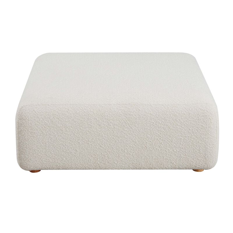 Hangover Cream Heavy Textured Fabric Ottoman