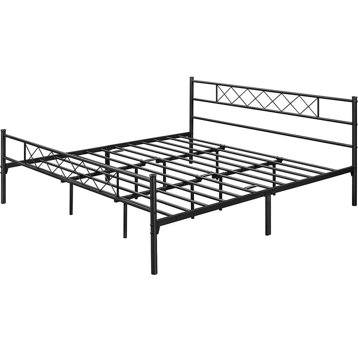 Hivvago King Size Traditional Powder Coated Slatted Metal Platform Bed