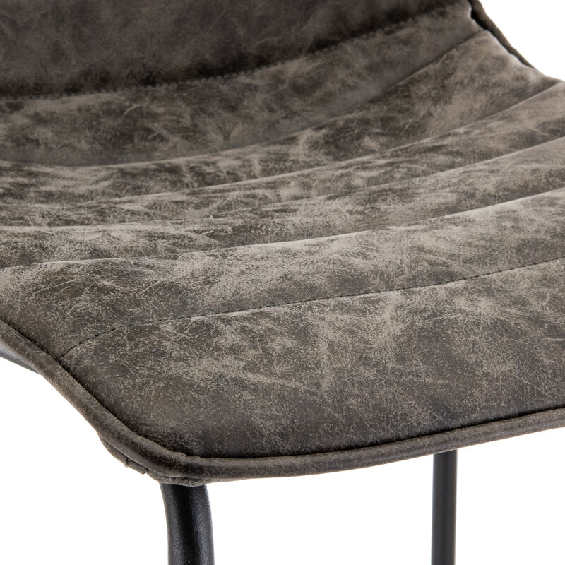 LeisureMod Brooklyn 29.9" Modern Leather Bar Stool with Black Iron Base & Footrest – Stylish and Durable Seating for Kitchen or Bar
