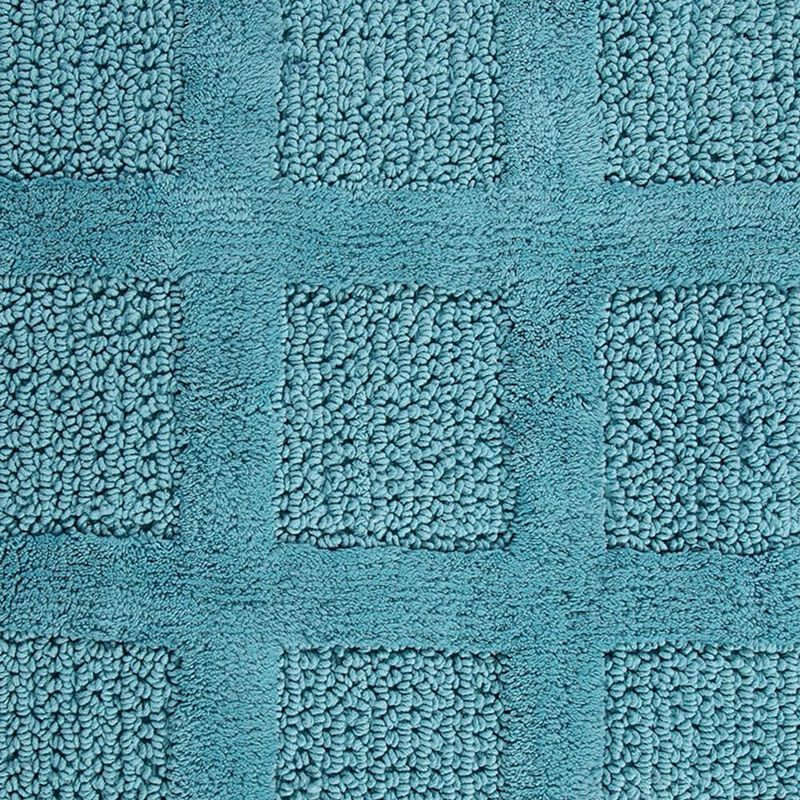 Knightsbridge Square Honeycomb 100% Cotton Reversible Bath Rug 20 X 30 Aqua