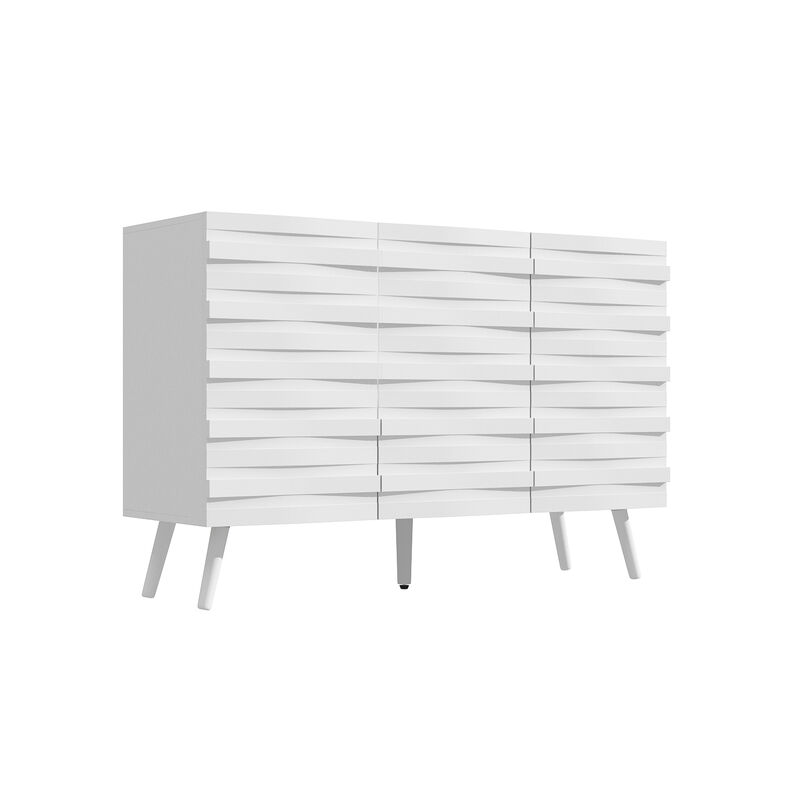 FUFU&GAGA Modern Storage Cabinet with 2 Adjustable Shelves, Solid Wood Legs & Embossed Laminate Finish