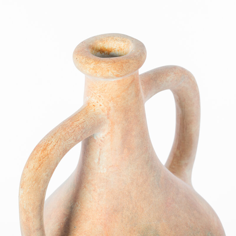 Antique Style Vase, Old Fashioned Magnificent Amphora, Decorative Large Tall Vase, Unique Vase on Slim Black Metal Tripod Stand, 21-Inch-Tall Beige Vase, Fill With Pampas Grass