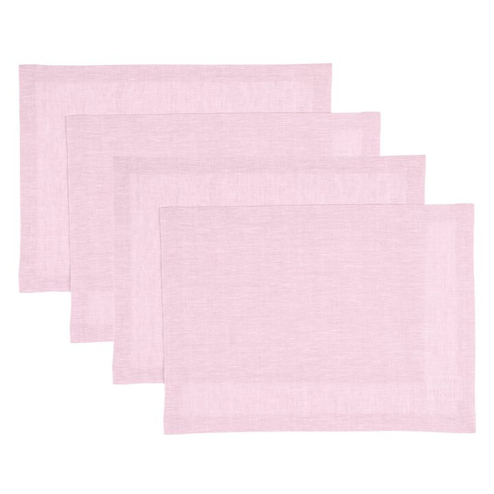 Solino Home 100% Pure Linen 14 x 19 Inch Placemats Set of 4 | Athena