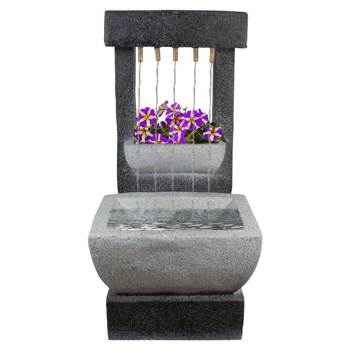 26" LED Lighted Rainfall Outdoor Water Fountain with Planter