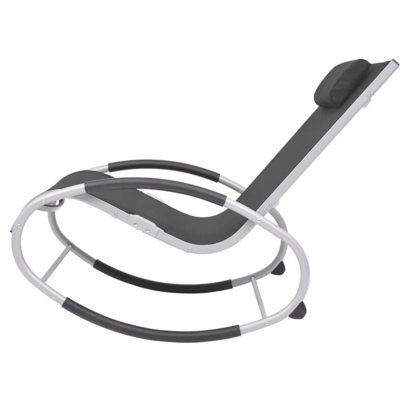 vidaXL Outdoor Rocking Chair Black Textilene