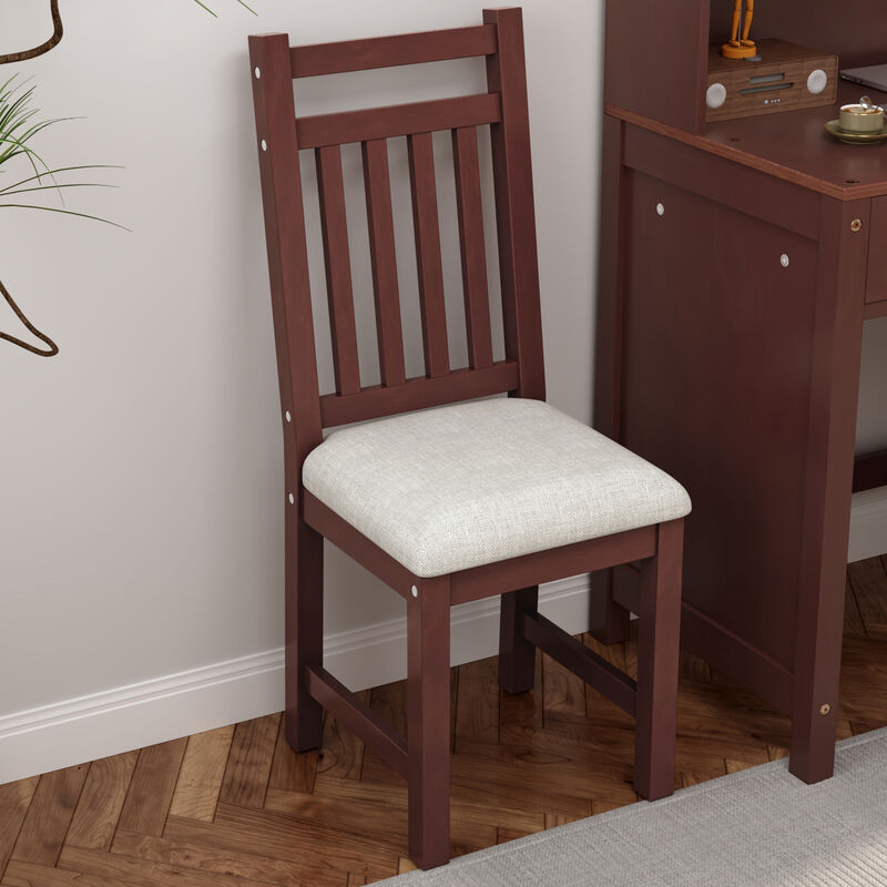 Merax Home Executive Desk and Upholstered Chair Set