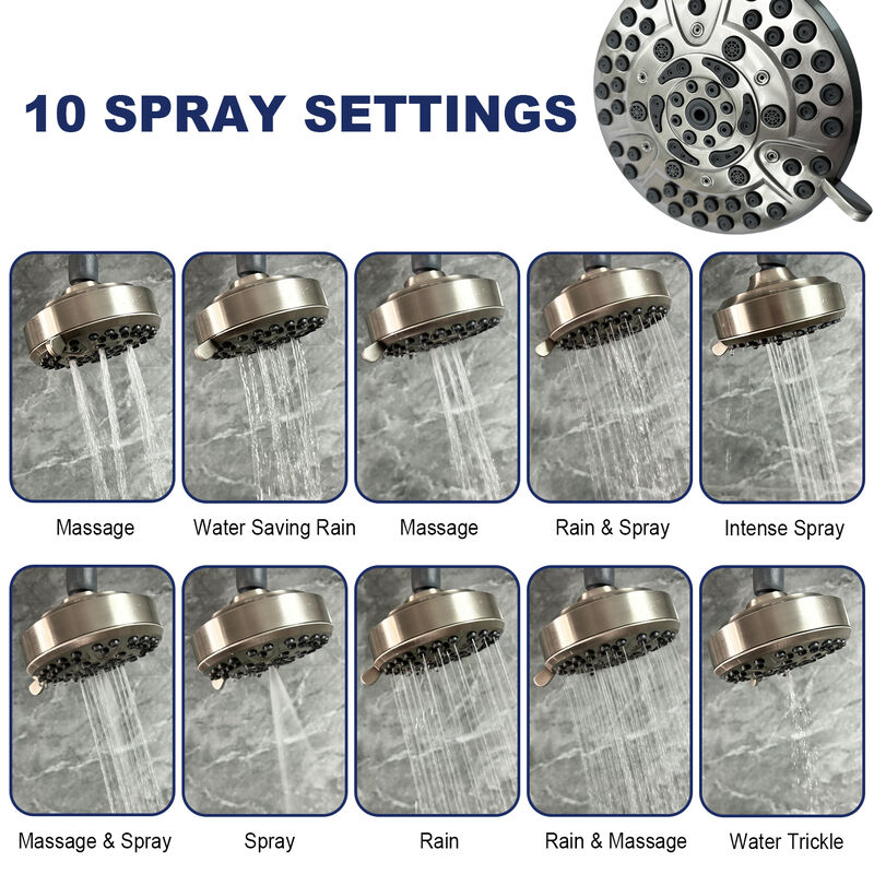Bathroom Rainfall Shower Head, High-Pressure Design with 10 Spray Modes & Adjustable Swivel Joint