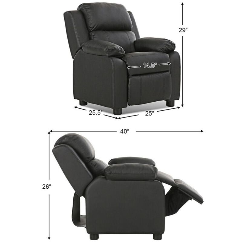 Hivvago Deluxe Kids Armchair Recliner Headrest Sofa w/ Storage Arms