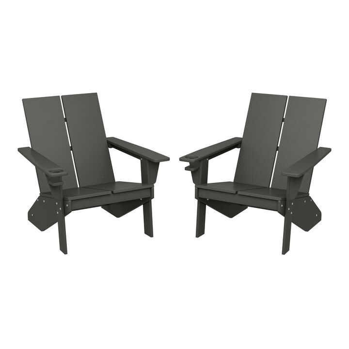 WestinTrends Outdoor HDPE Modern Adirondack Chair with Cup Holder (Set of 2)