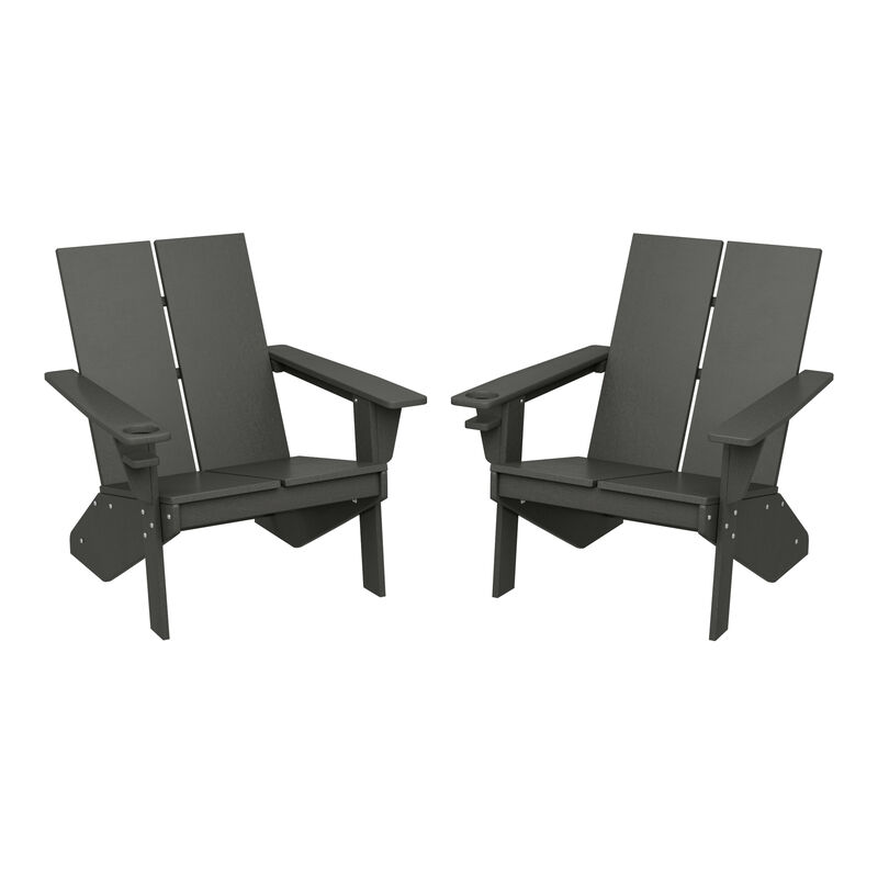 WestinTrends Outdoor HDPE Modern Adirondack Chair with Cup Holder (Set of 2)