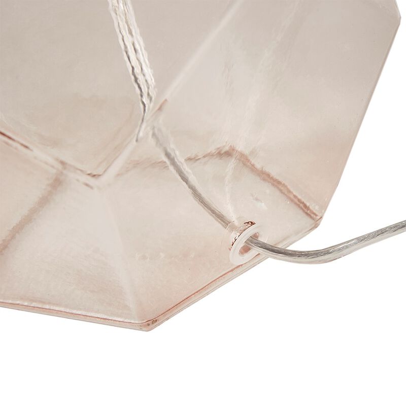 Gracie Mills Estes Elegant Pink Geometric Glass Table Lamp with White Shade