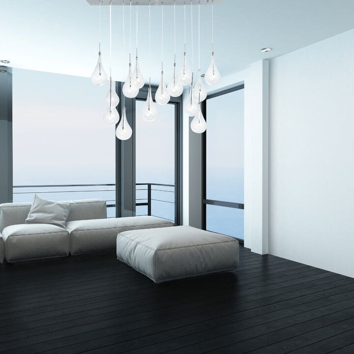 Clear Globes Chandelier Chrome Metal and Glass 14 LED Lights