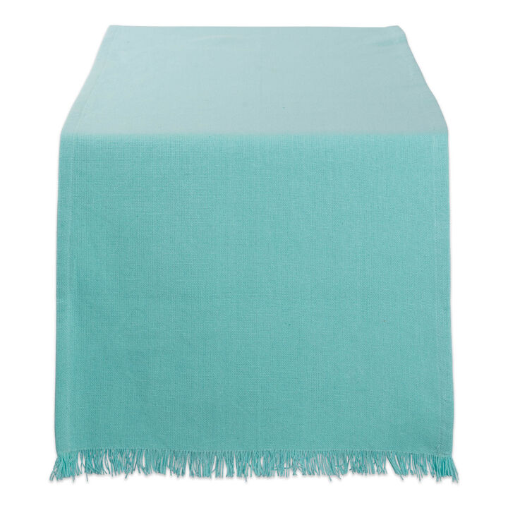 14" x 72" Aqua Blue Fringed Rectangular Table Runner